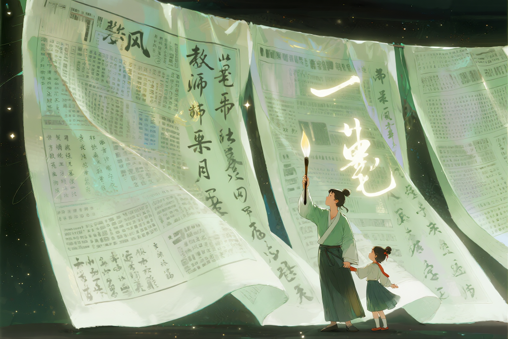 教师节书卷气息节日插画