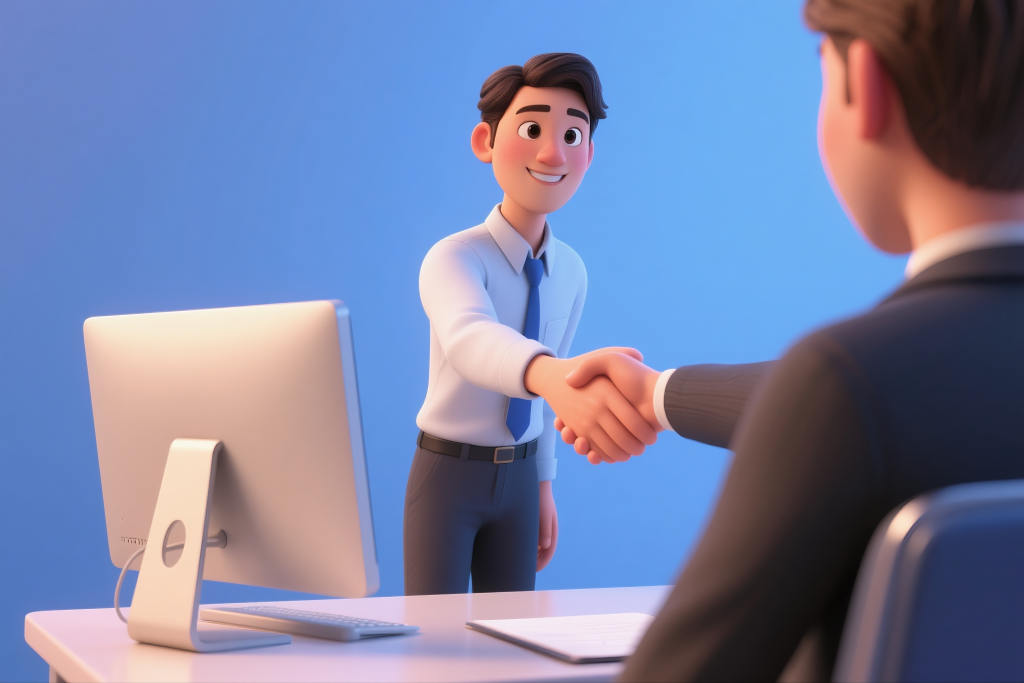 面试握手HR招聘人物模型元素