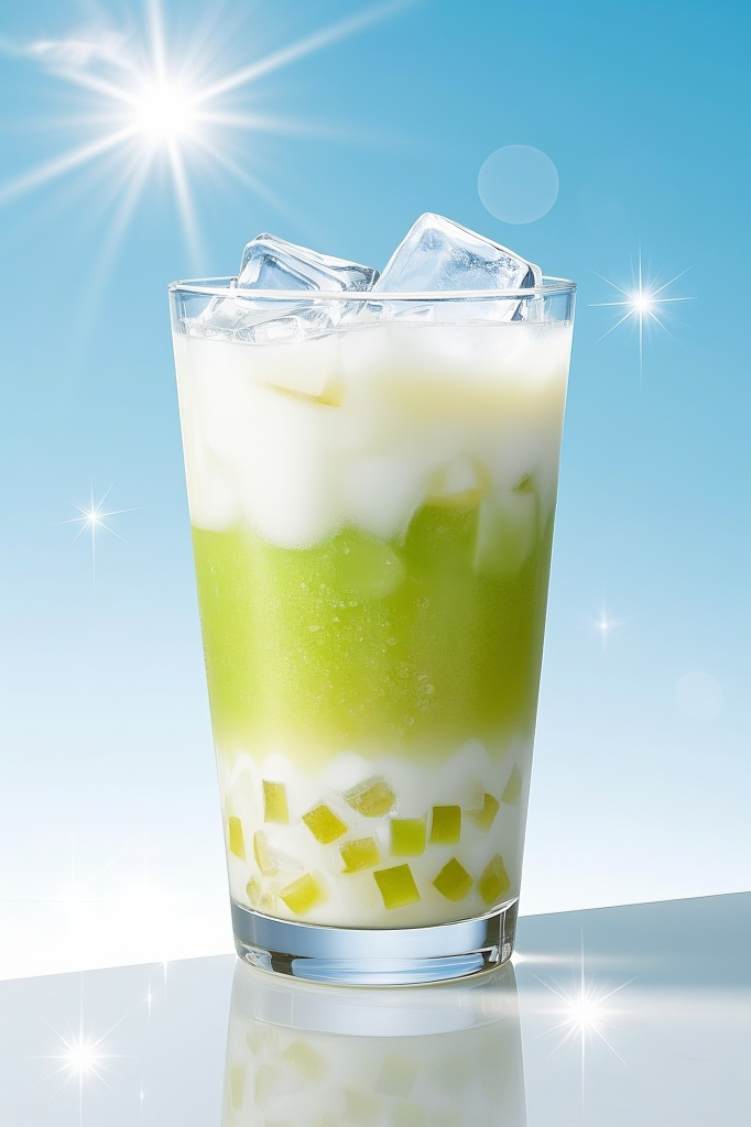 招牌雪梨茶饮摄影图