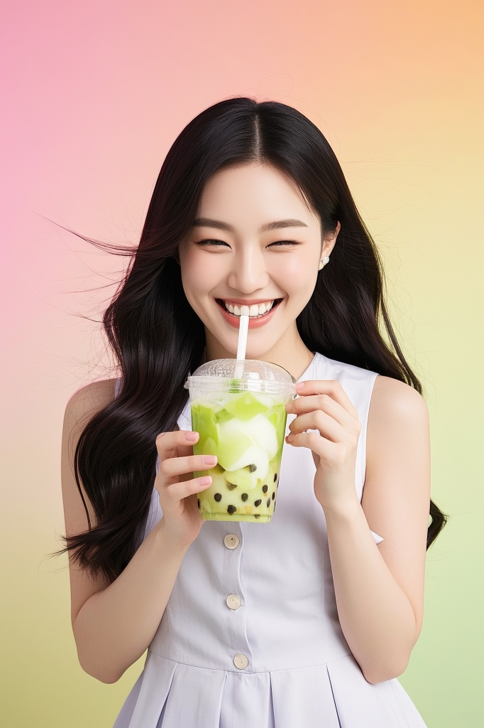 养生雪梨茶饮摄影图