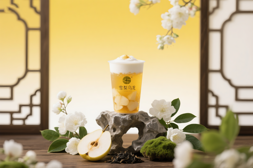 润肺雪梨茶饮摄影图
