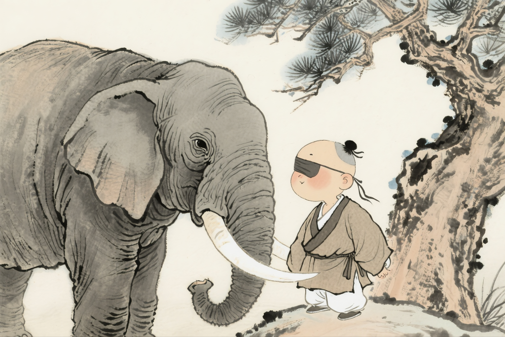 盲人摸象成语趣味插画