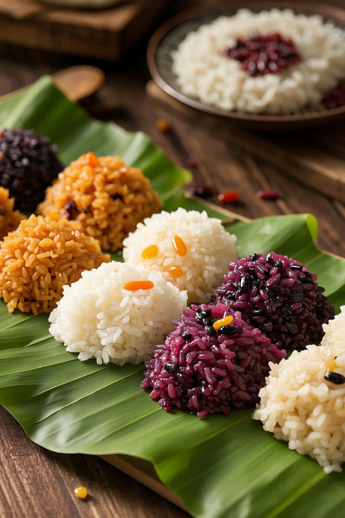 美味五色糯米饭美食摄影图