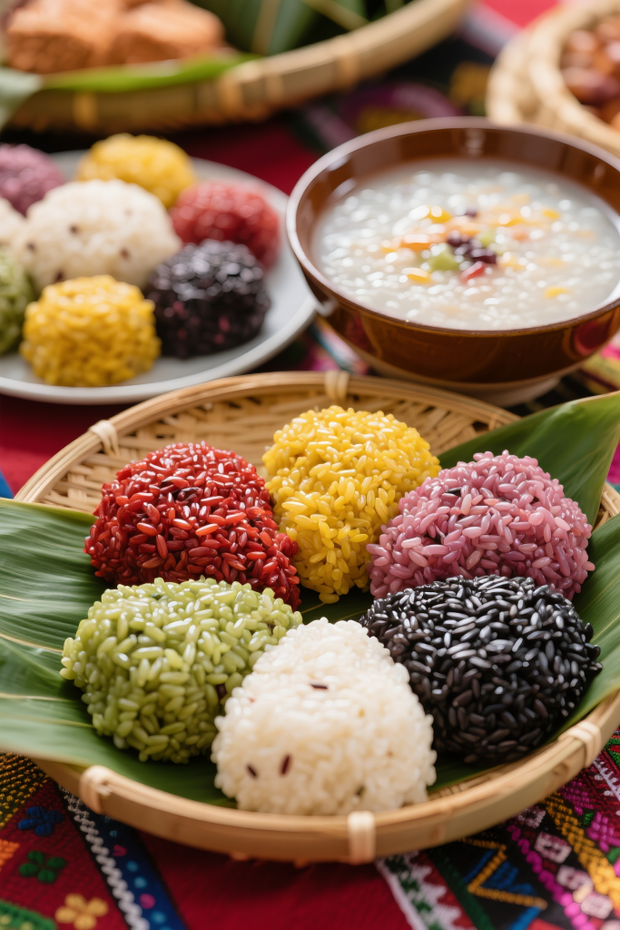 招牌五色糯米饭美食摄影图