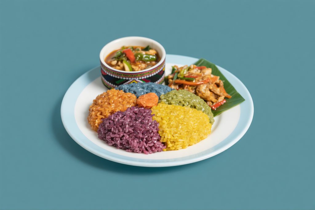 壮族五色糯米饭美食摄影图