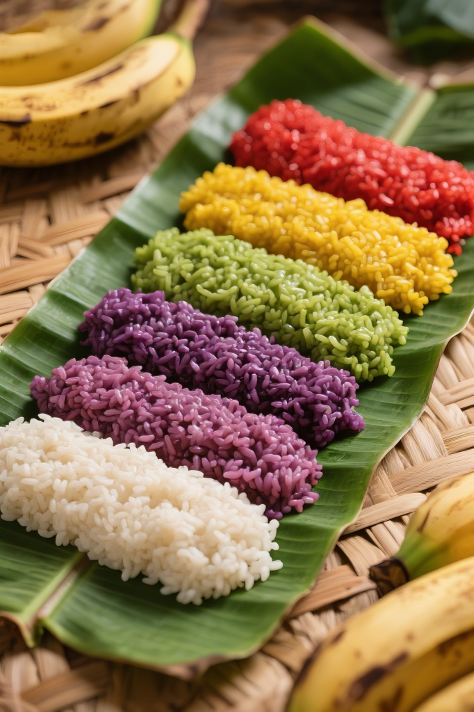 天然五色糯米饭美食摄影图