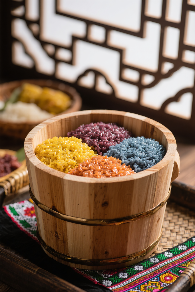 广西五色糯米饭美食摄影图