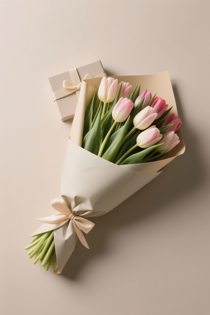 鲜花郁金香花束花艺摄影图