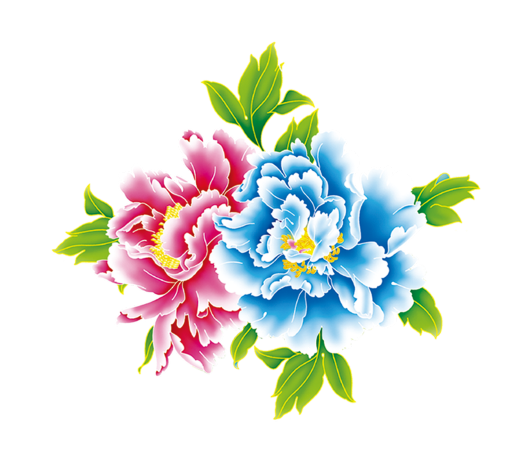 国风牡丹牡丹花元素花卉免抠素材