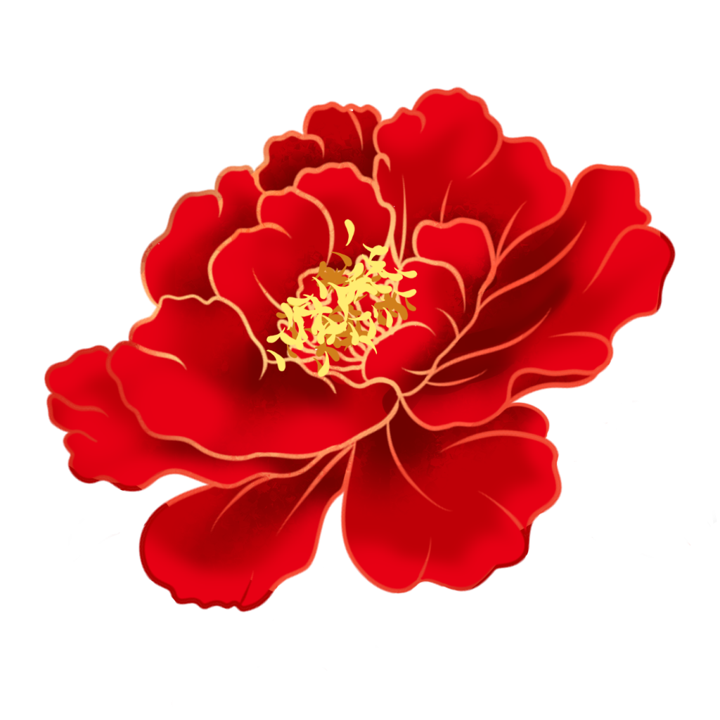 国风牡丹牡丹花元素花卉免抠素材