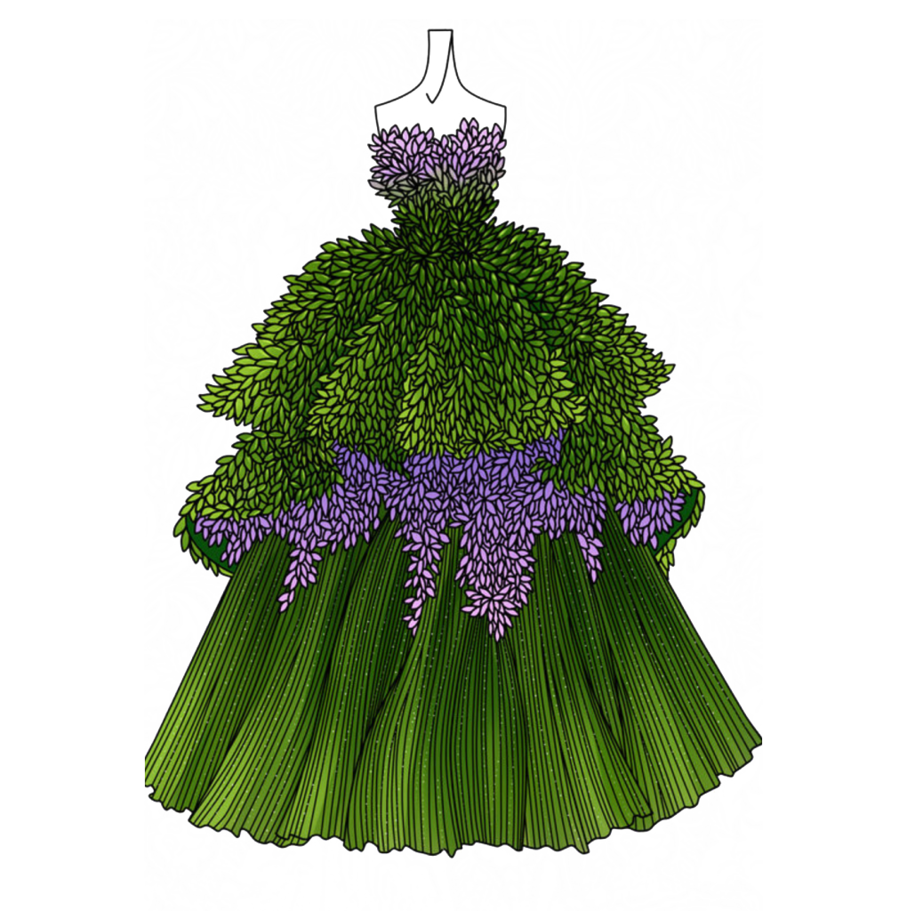 薰衣草花卉花朵礼服PNG素材