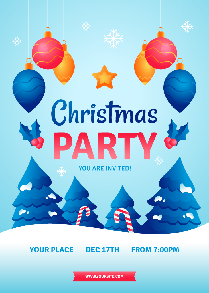 可爱手绘卡通圣诞节节日派对海报设计