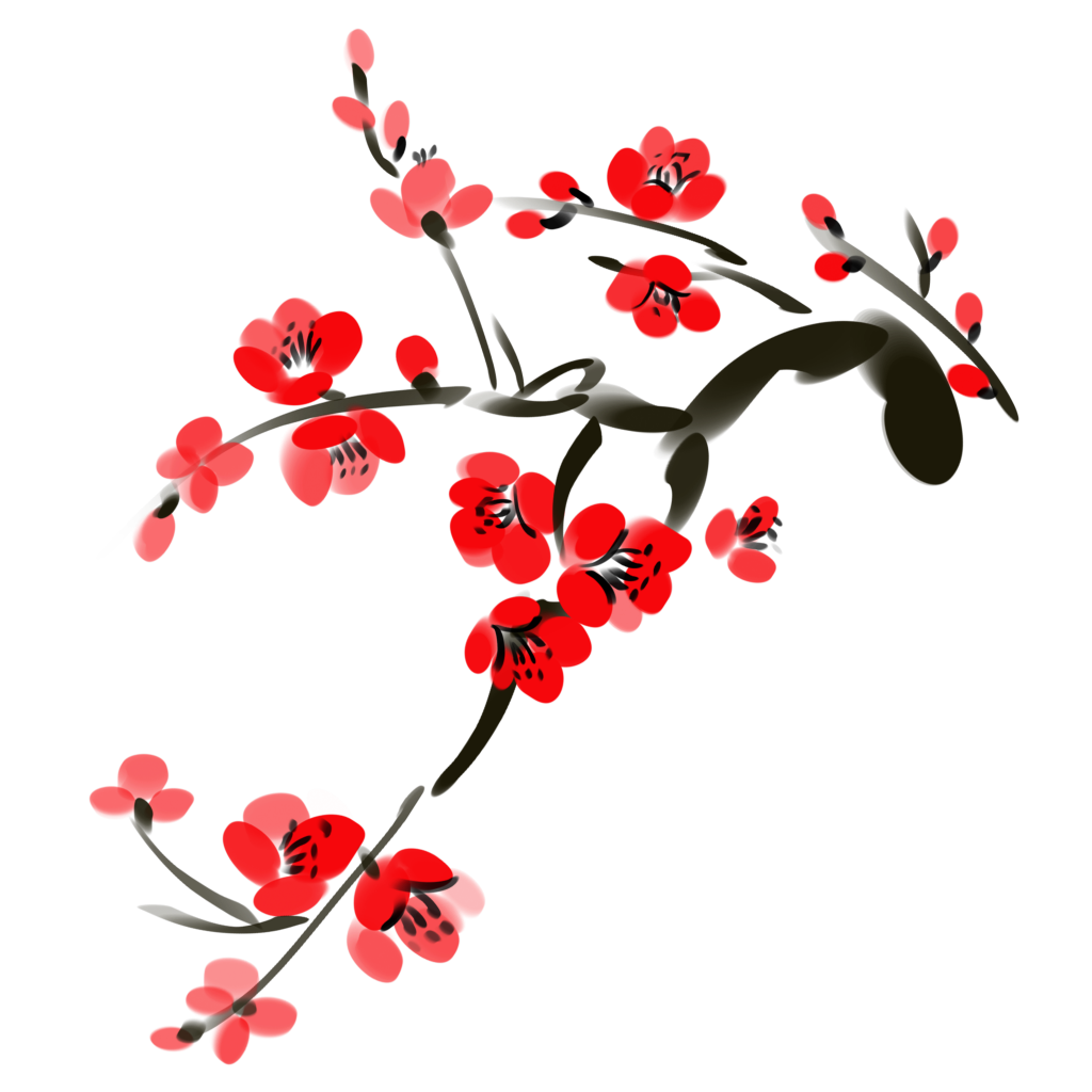 国风水墨梅花红梅腊梅免抠素材png