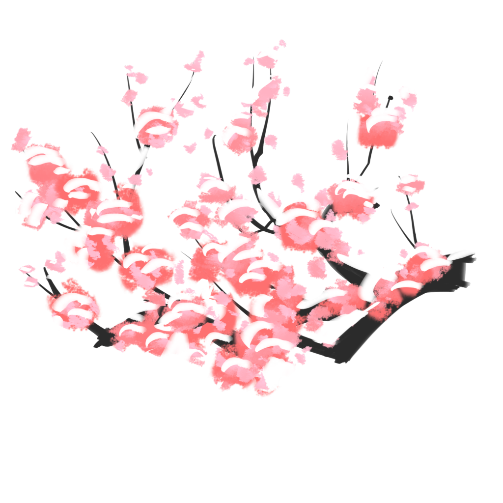 国风水墨梅花红梅腊梅免抠素材png