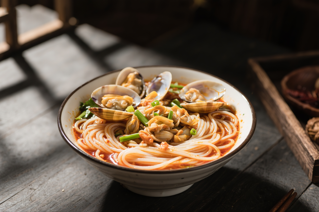 秘制花甲粉美食摄影图