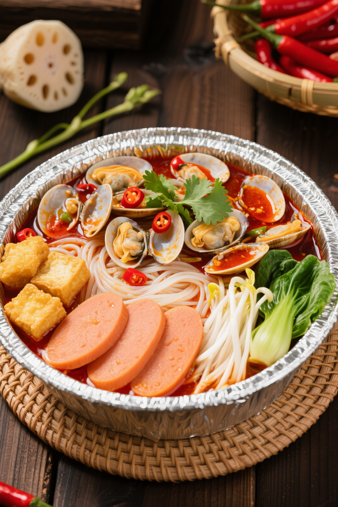 锡纸花甲粉美食摄影图