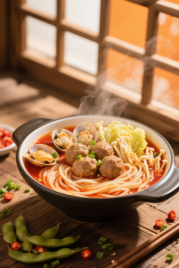 夜市花甲粉美食摄影图