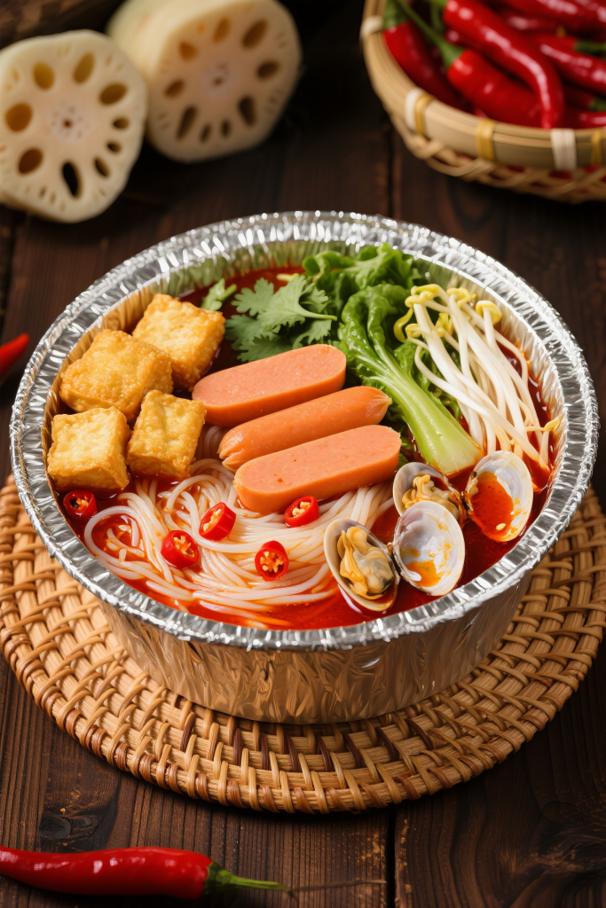 麻辣花甲粉美食摄影图