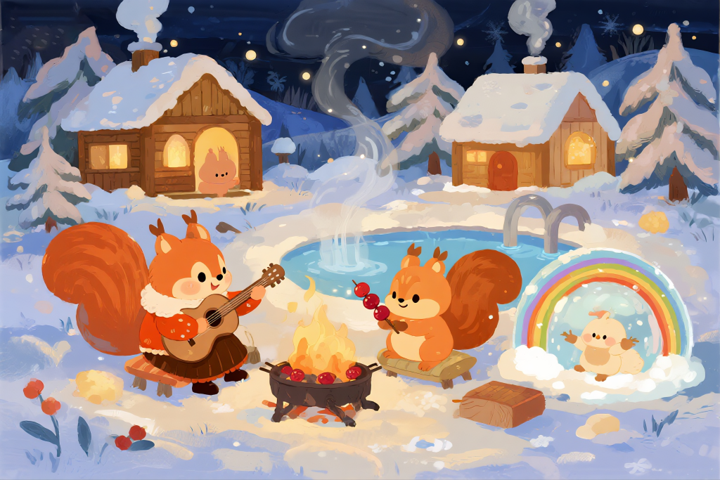 冬天户外活动插画人物形象