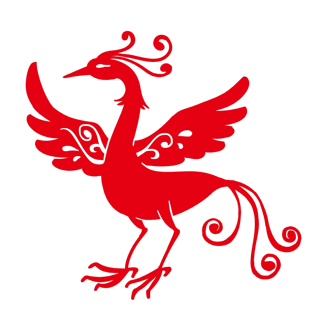 中国风红色古典凤凰剪纸图案素材