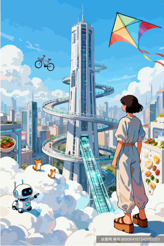 未来城市奇幻插画ai下载_编号868064187342003331-设图网