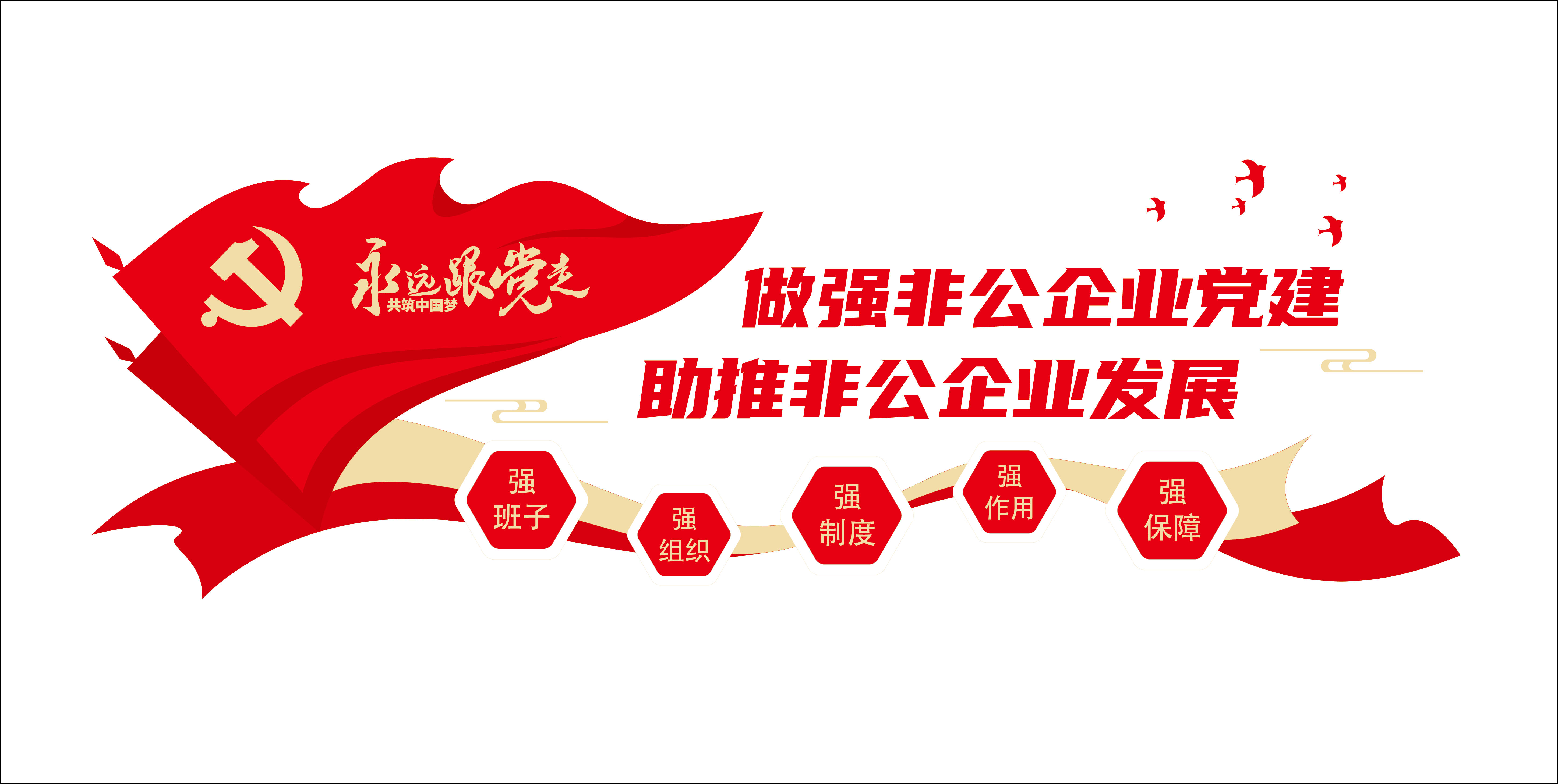 党建五个引领非公企业党建引领文化墙