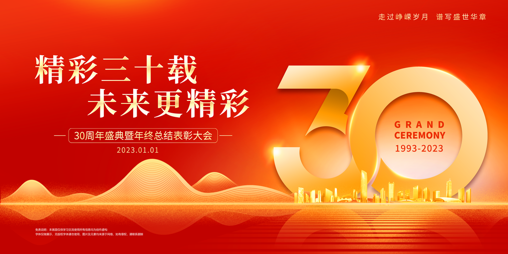 红色周年庆企业年会盛典展板海报
