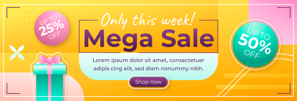 商场促销抽象小清新几何横幅展板设计