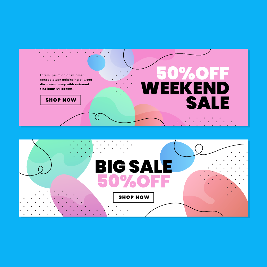 抽象小清新几何商场促销横幅展板设计