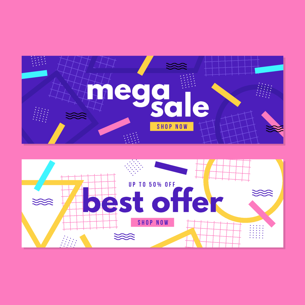 小清新抽象几何商场促销横幅展板设计