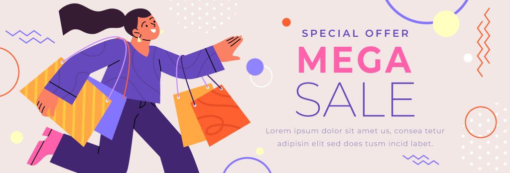 扁平几何抽象小清新商场促销横幅展板设计