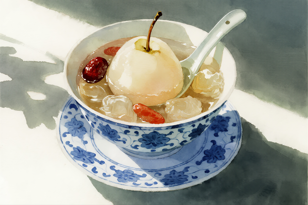 古法烤梨饮品插画