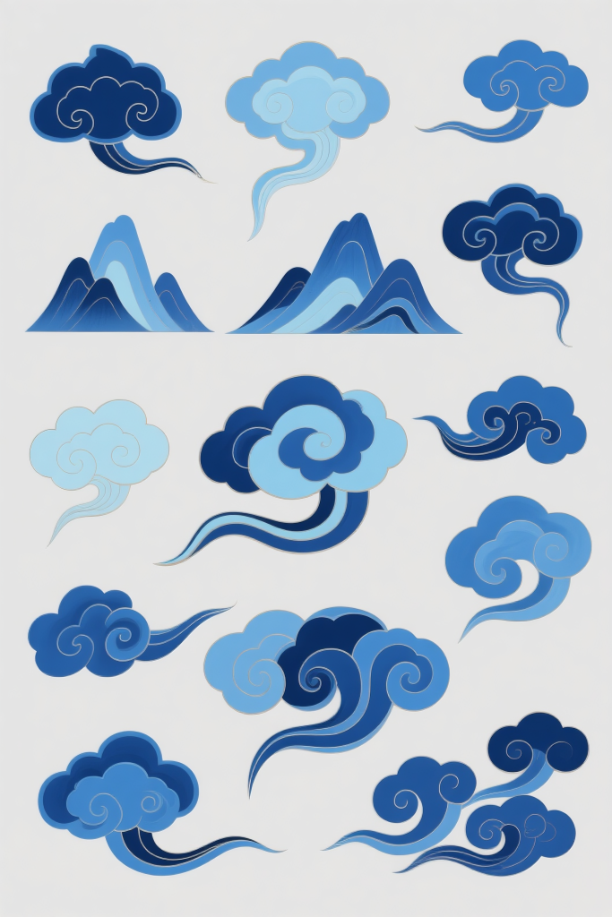 中式祥云素材插画绘画