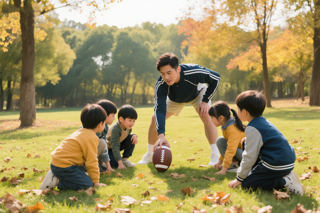 儿童橄榄球体验课人物摄影图