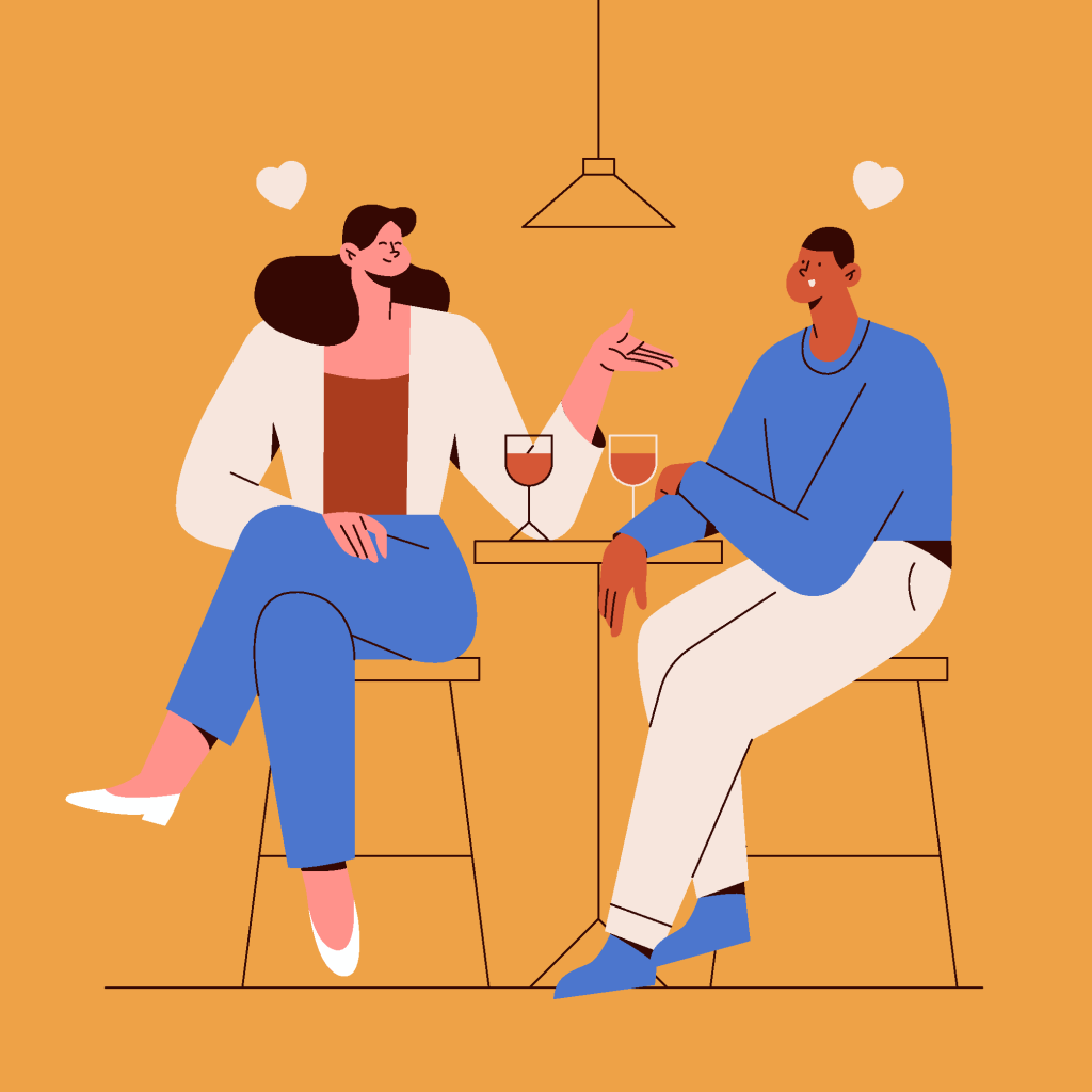 卡通可爱人物聊天场景手绘矢量插画