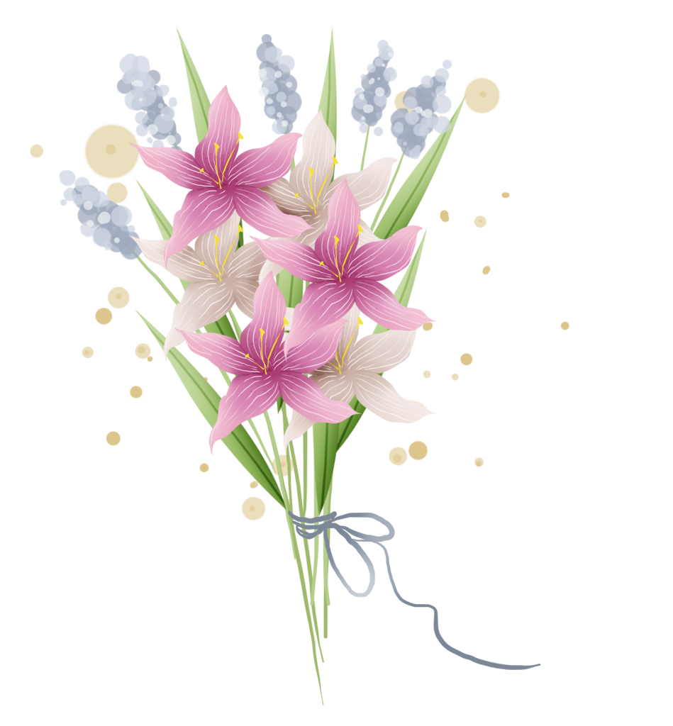 百合百合花手绘花卉免抠素材