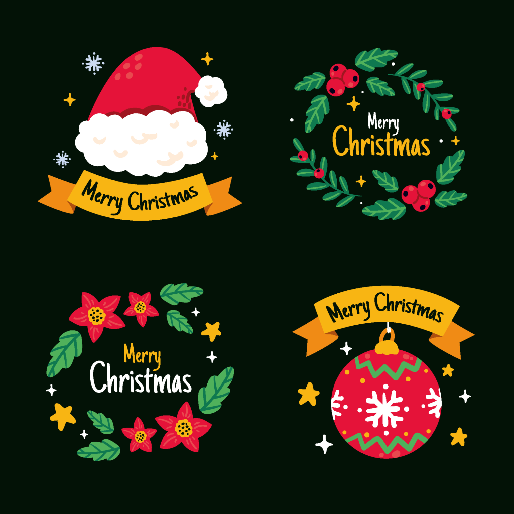 可爱卡通圣诞节节日矢量插画元素