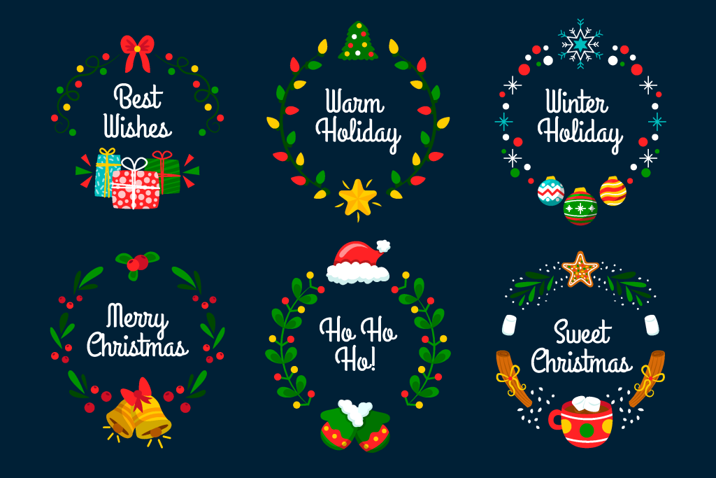 卡通可爱圣诞节节日矢量插画元素