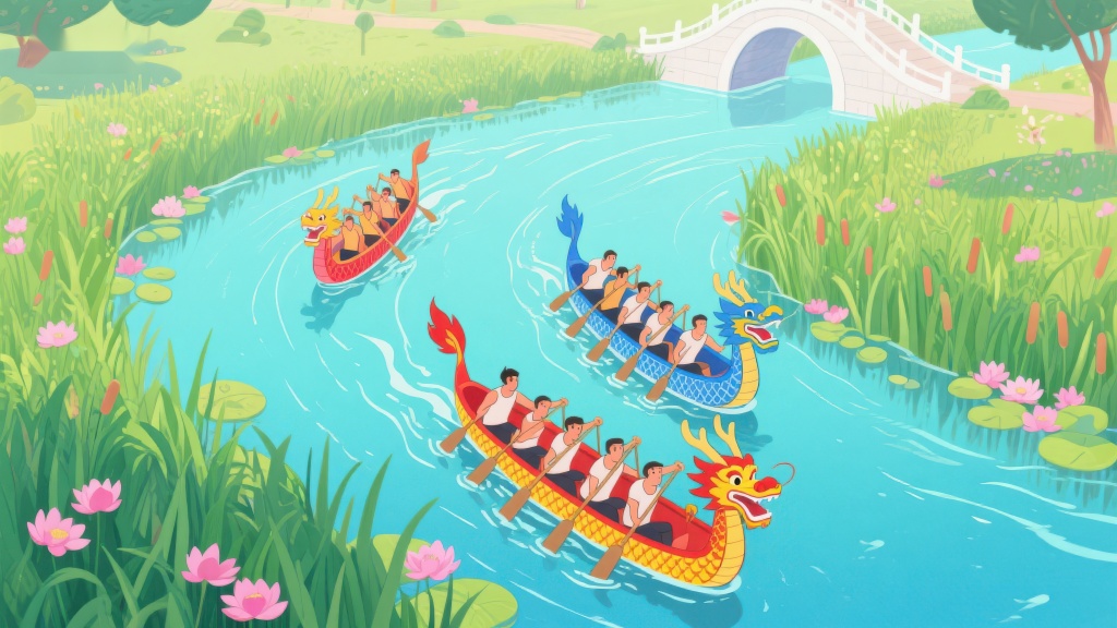 龙舟竞渡水乡美景