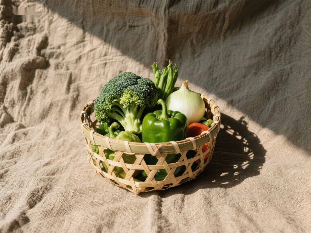 竹篮中的新鲜蔬菜
