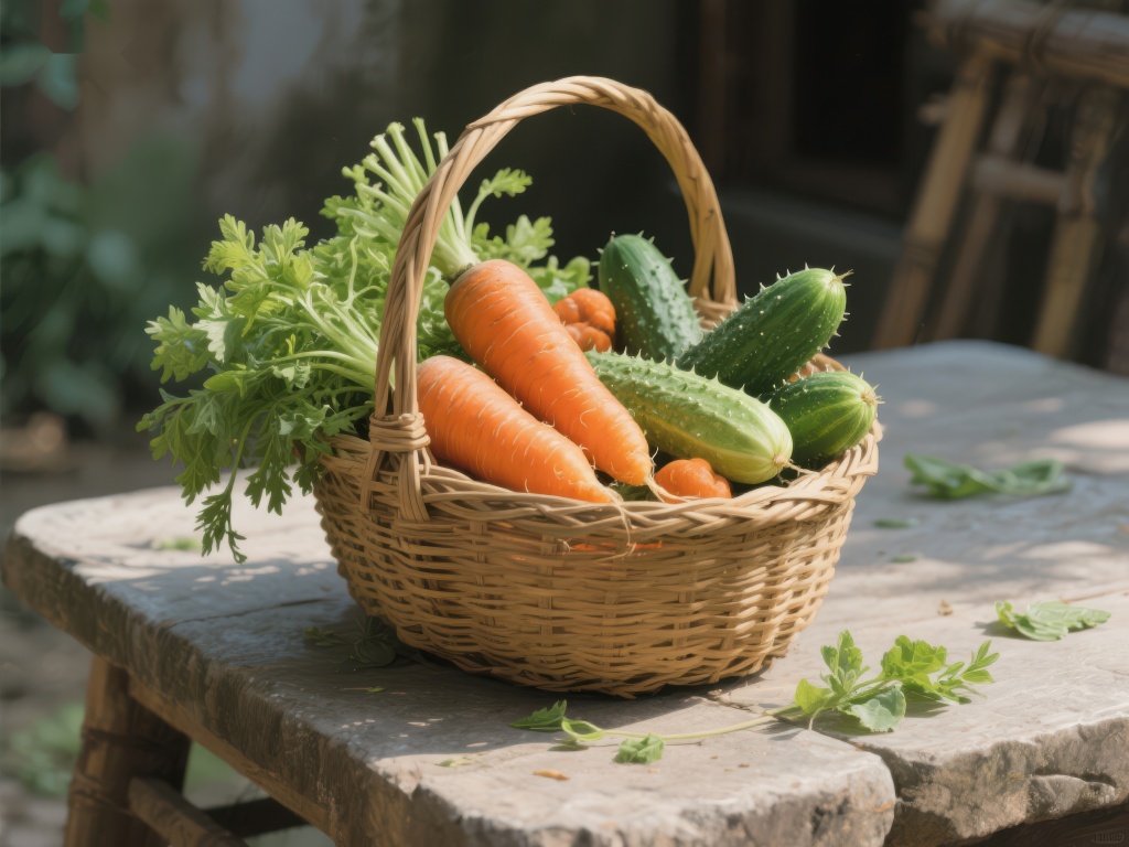 篮子里的胡萝卜和黄瓜