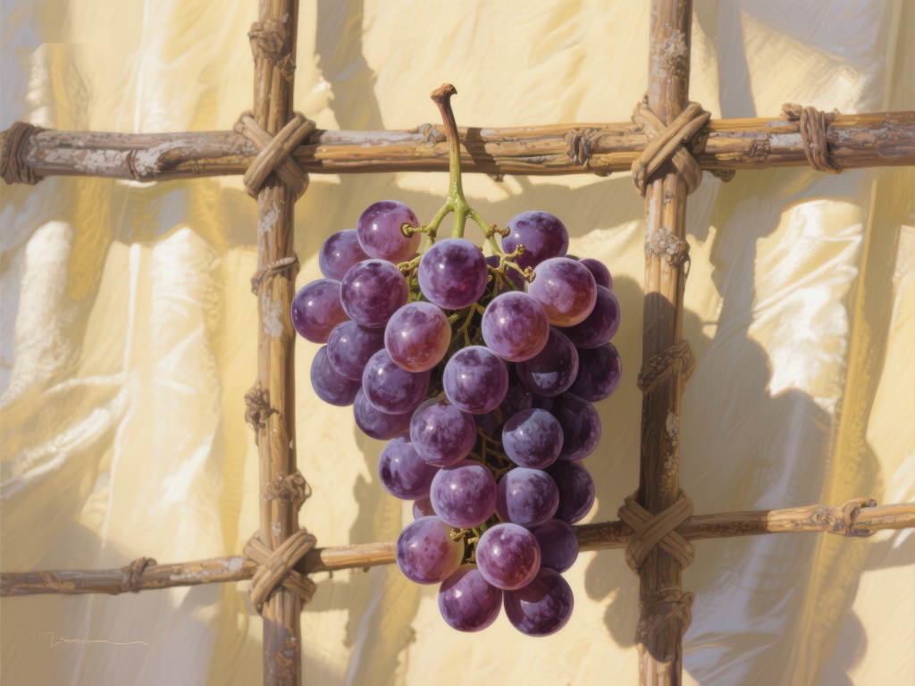 藤架上的紫葡萄照片