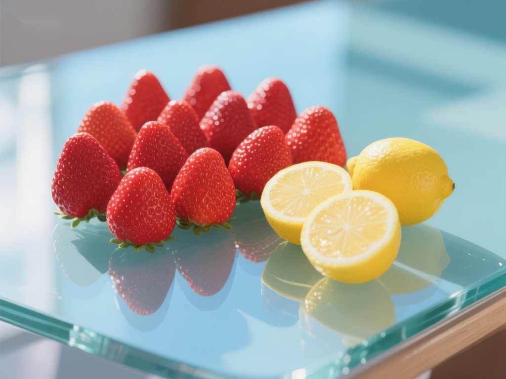 新鲜草莓与柠檬的静物组合