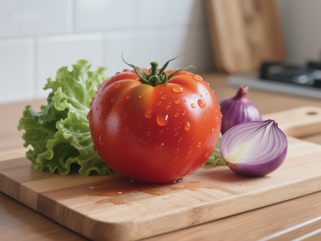 新鲜蔬菜在砧板上