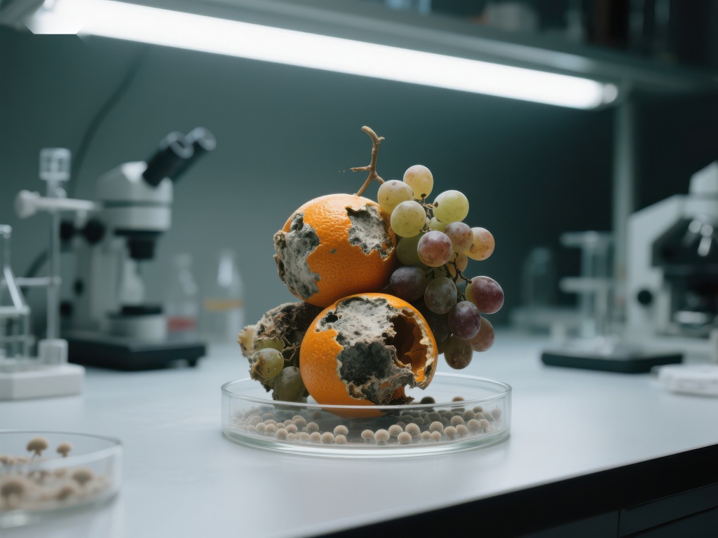 实验室中的腐烂发霉水果研究展示