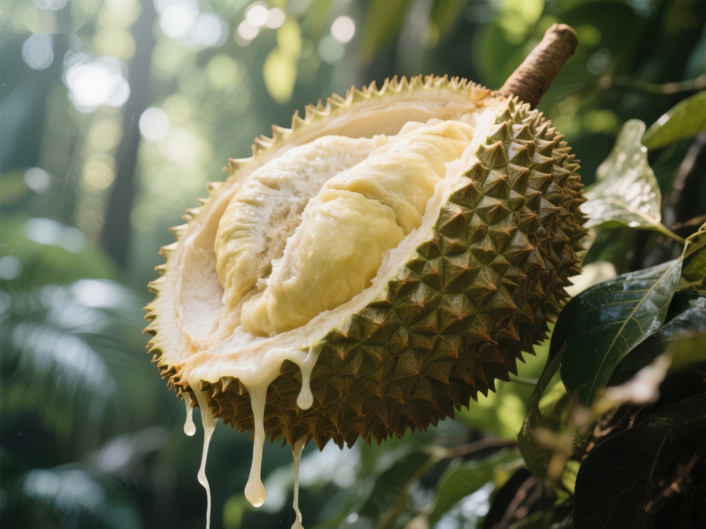 新鲜榴莲果实自然开裂