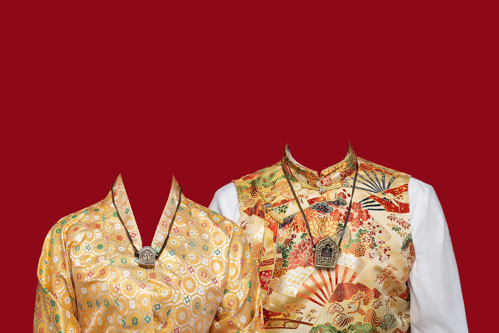 结婚登记照模板换头民族服装后期修图合成