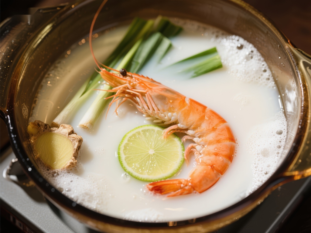 椰奶虾汤锅清新美味