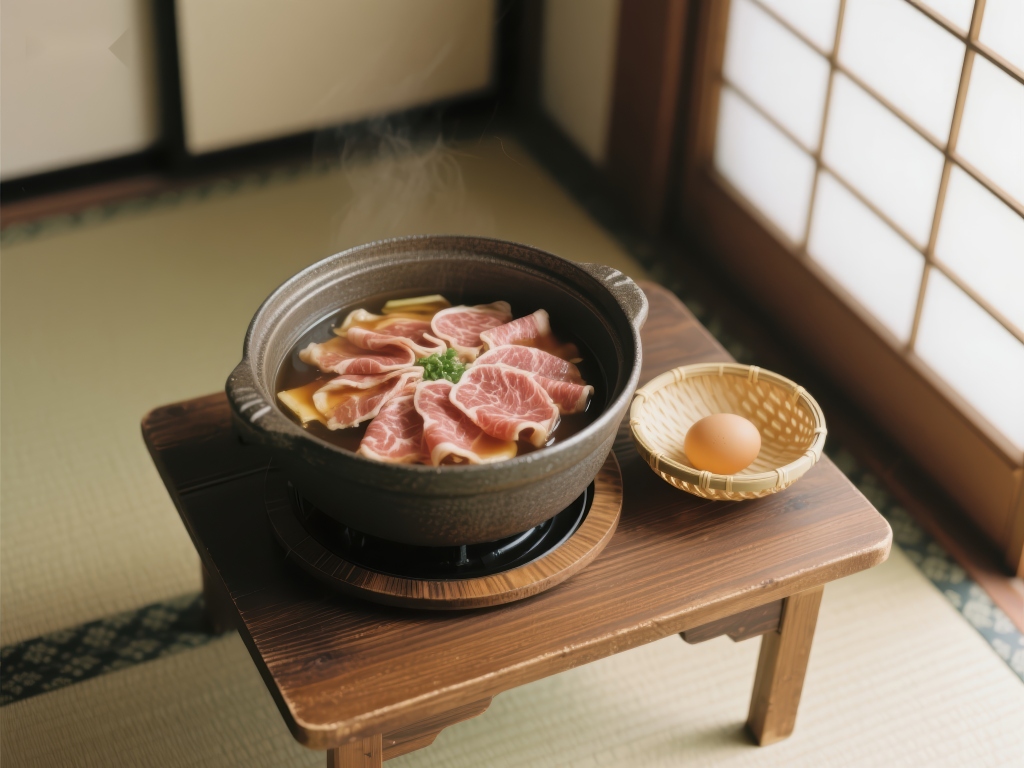 日式火锅与鸡蛋的温馨餐桌