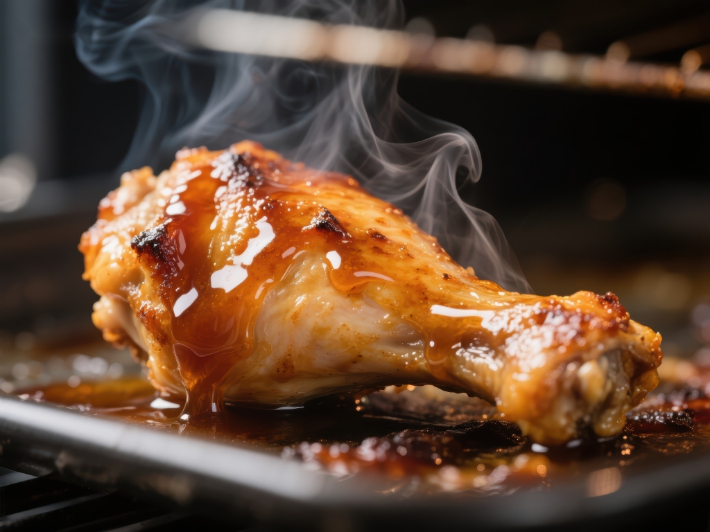 烤鸡腿散发诱人香气